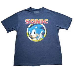Sonic The Hedgehog Classic Logo Sz XL Mens Officially Licensed Blue Sega T-Shirt